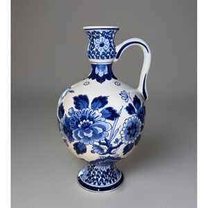VTG Delft Blauw Blue Hand Painted Pitcher Holland Signed w/Original Sticker
